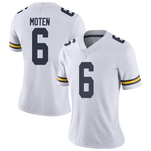 R.J. Moten Michigan Wolverines Women's NCAA #6 White Limited Brand Jordan College Stitched Football Jersey MIL5654OI